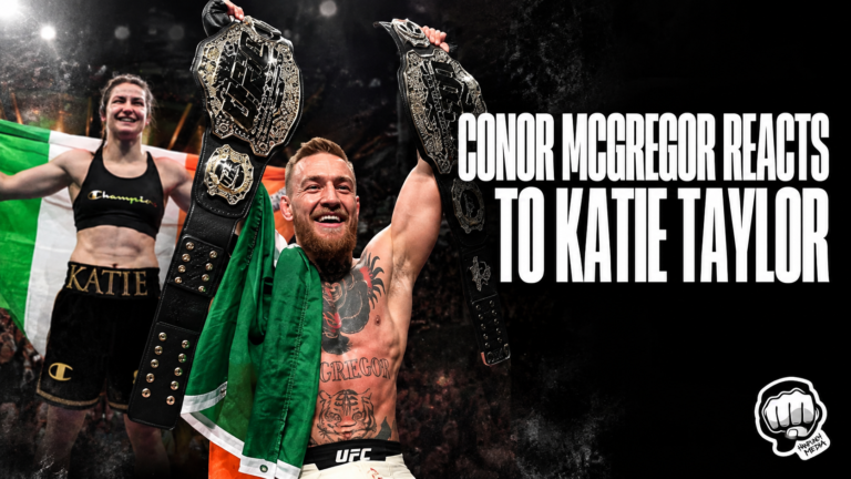 Conor McGregor reacts to Katie Taylor