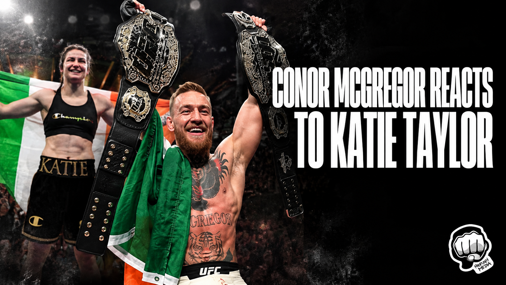 Conor McGregor reacts to Katie Taylor