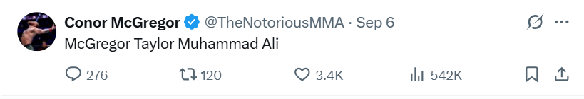 Conor McGregor "McGregor Taylor Muhammad Ali"